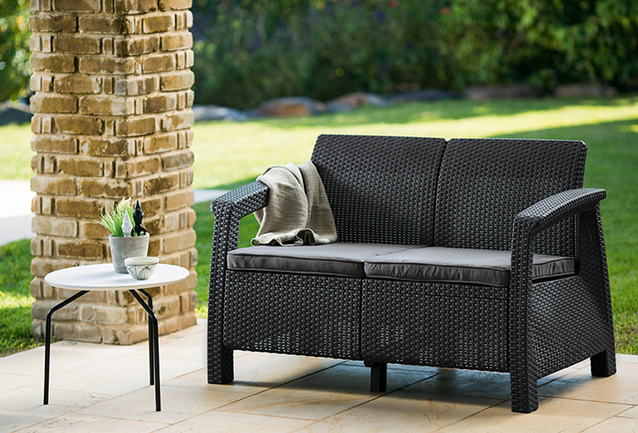 corfu love seat graphite